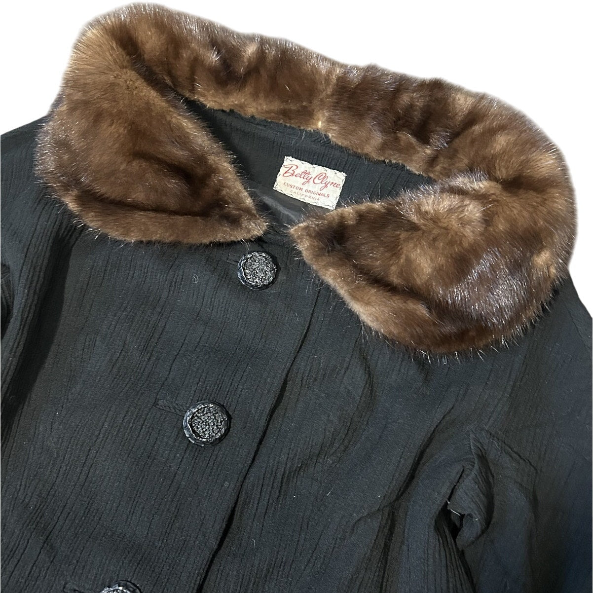 Women’s Vintage Betty Clyne Custom Originals Fur Collar Midi Coat