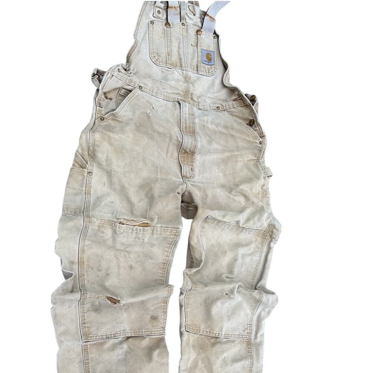 Distressed Carhartt Double Knee Bib Overalls