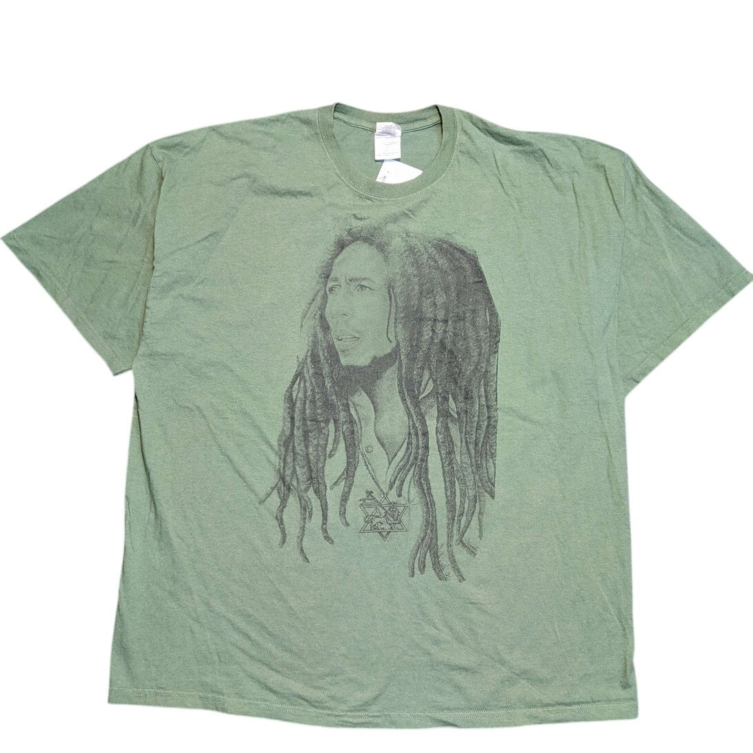 GILDAN Green Bob Marley Graphic T-Shirt
