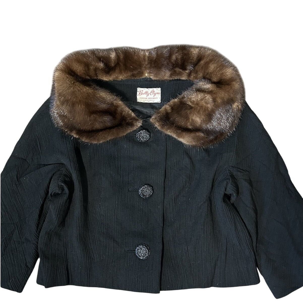 Women’s Vintage Betty Clyne Custom Originals Fur Collar Midi Coat