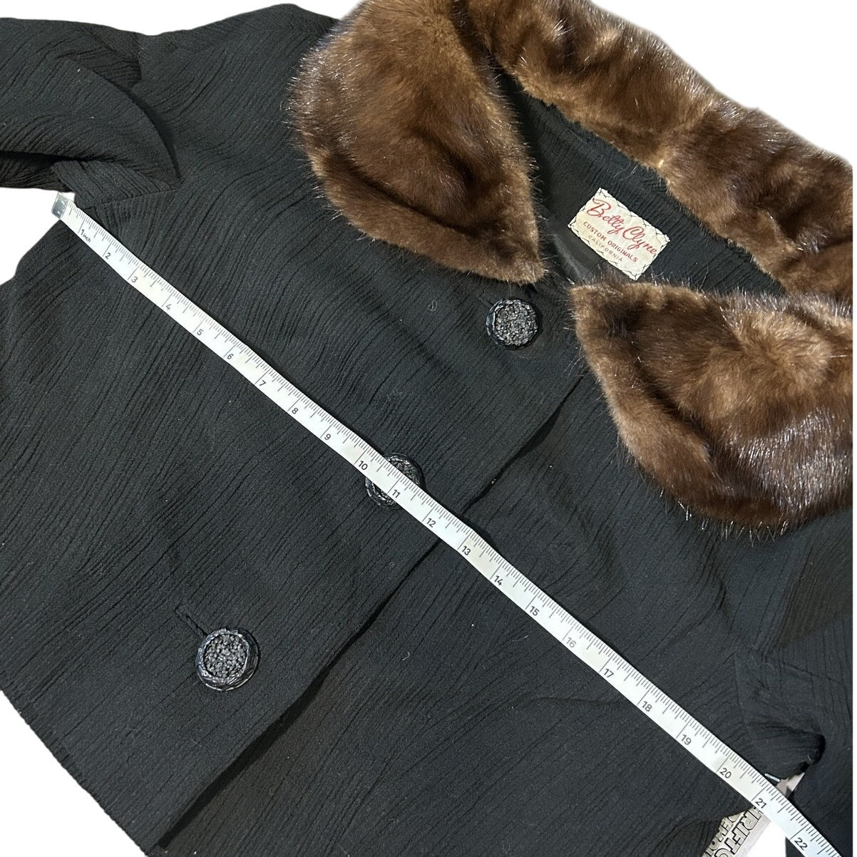Women’s Vintage Betty Clyne Custom Originals Fur Collar Midi Coat