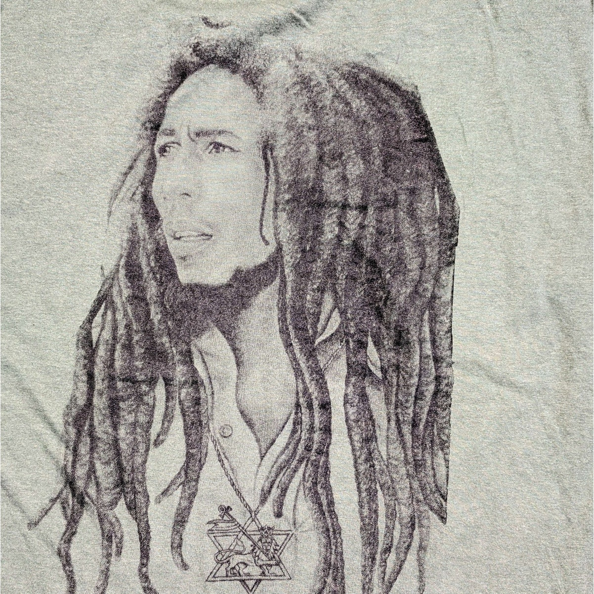 GILDAN Green Bob Marley Graphic T-Shirt