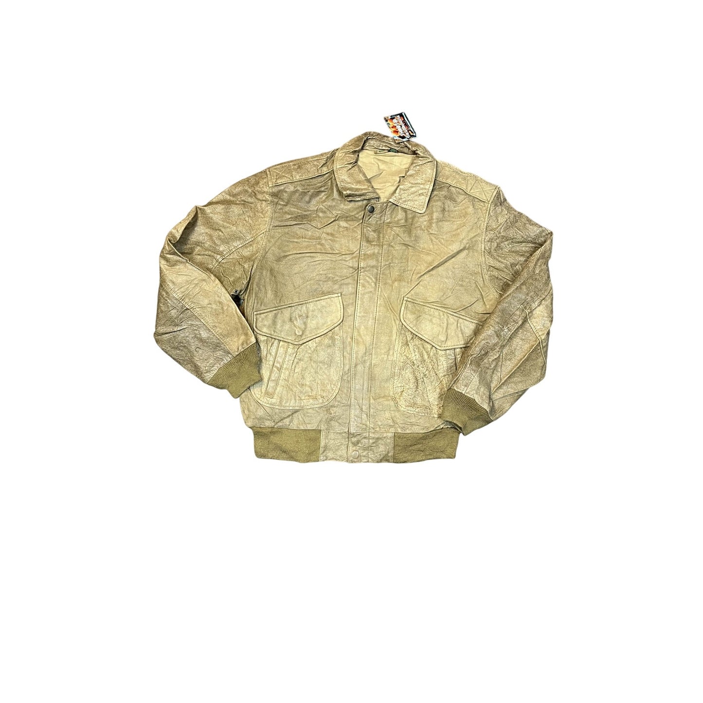 Vintage Distressed Leather Bomber Jacket