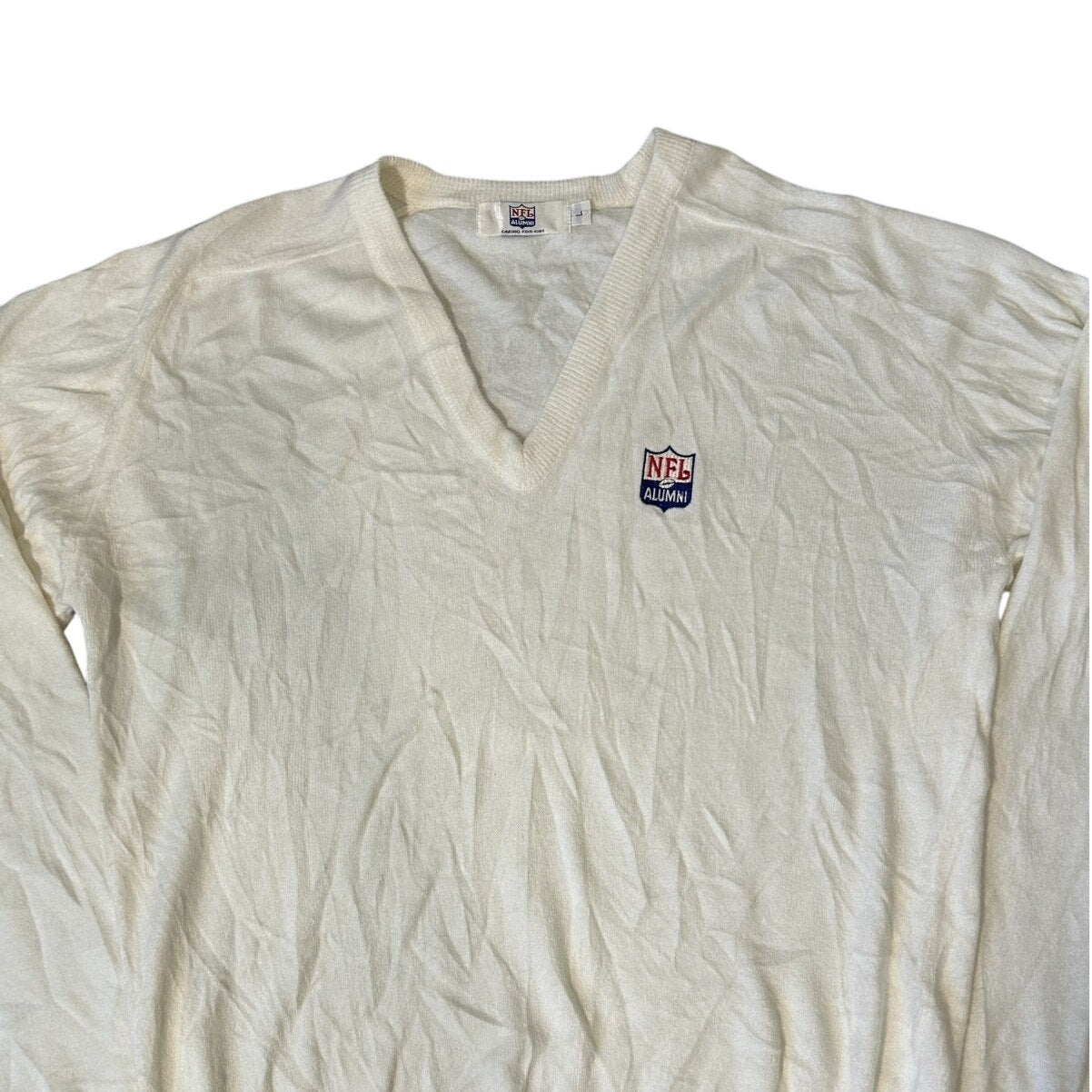 NFL Alumni Embroidered Shield V Neck Golf Sweater