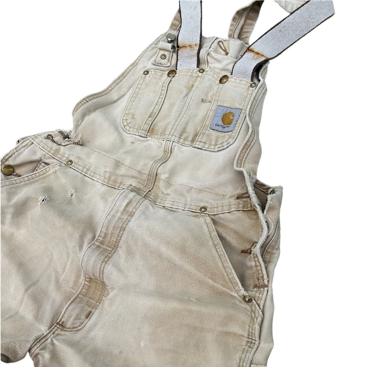 Distressed Carhartt Double Knee Bib Overalls