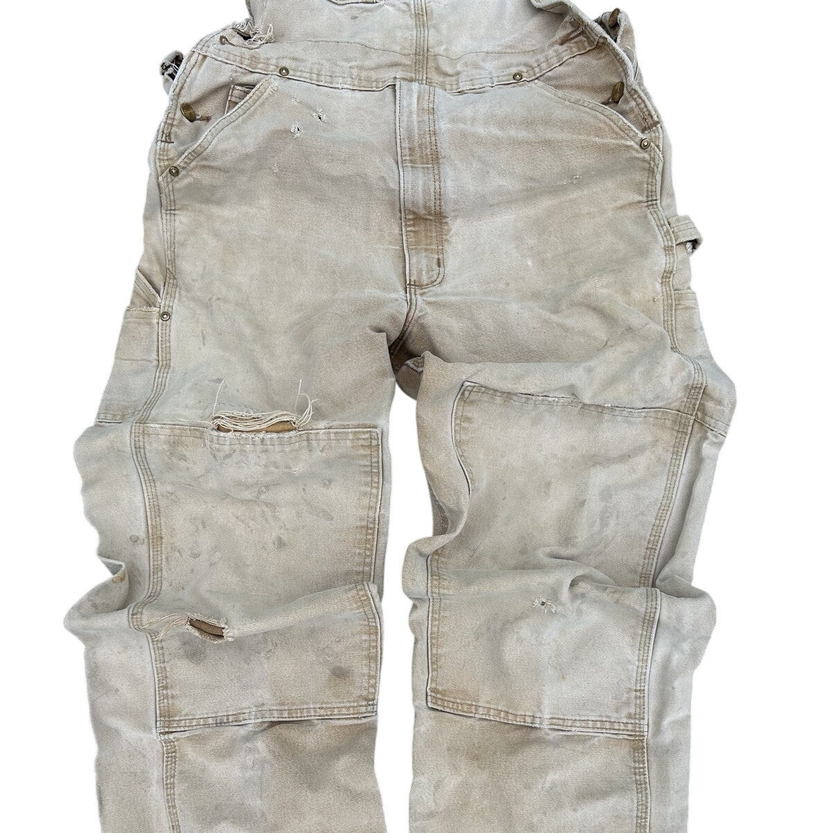 Distressed Carhartt Double Knee Bib Overalls