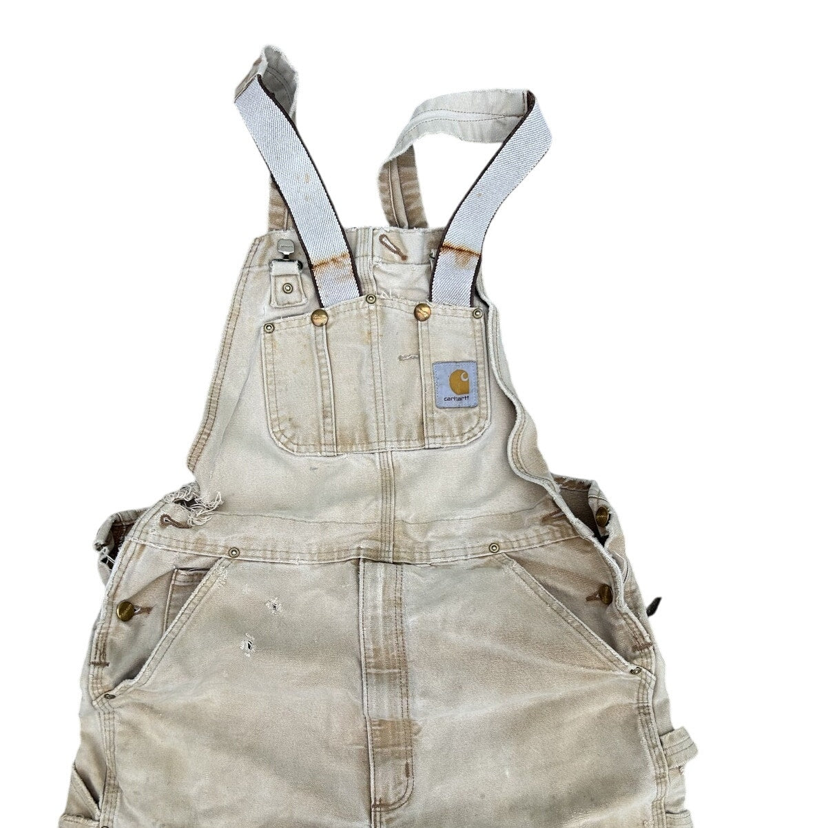 Distressed Carhartt Double Knee Bib Overalls