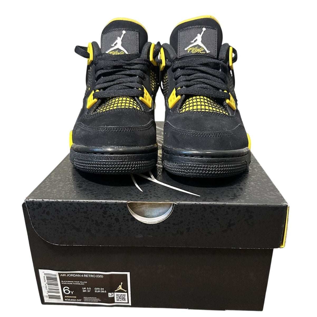 Air Jordan 4 Retro Thunder Black Tour Yellow with Box