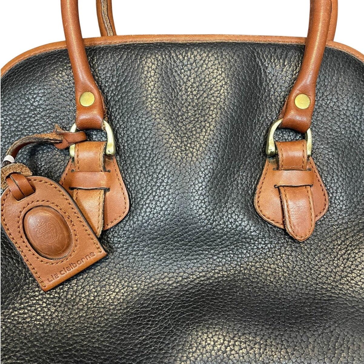 Vintage Liz Claiborne Pebbled Black and Brown Handbag