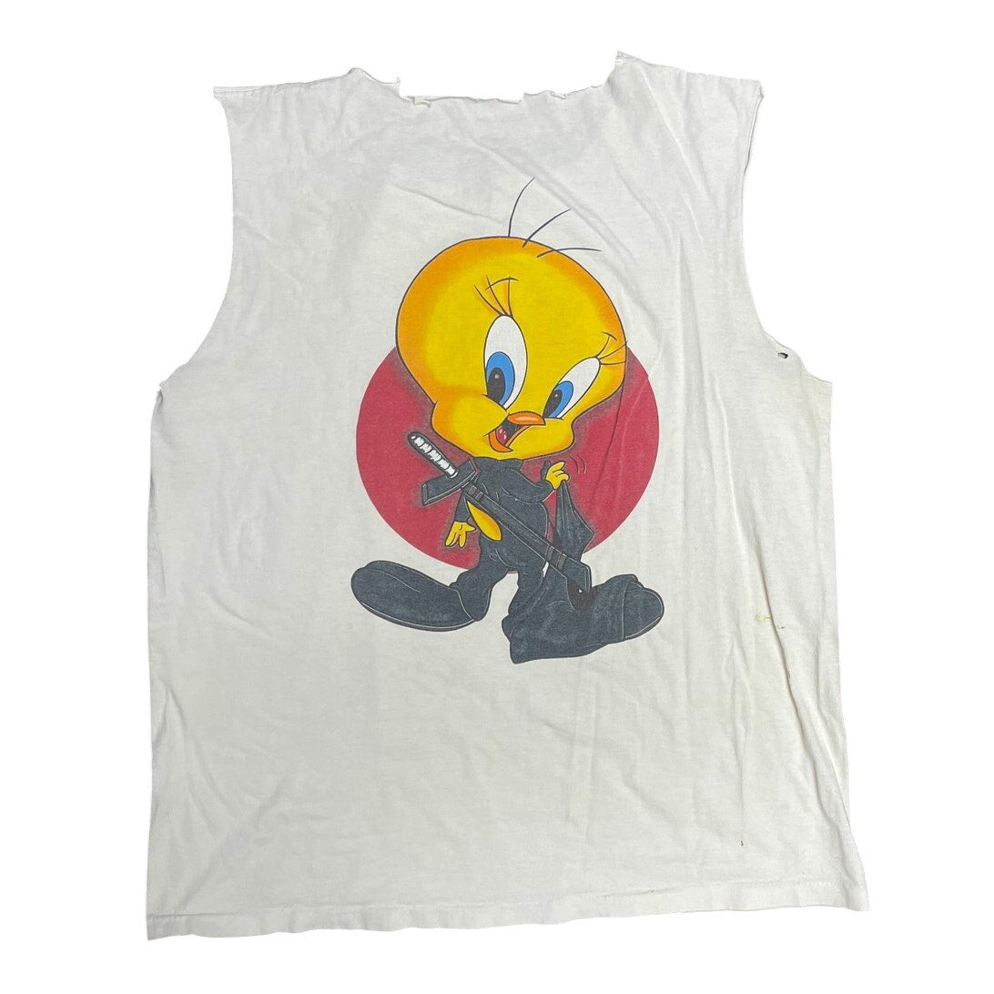 Vintage Looney Tunes Tweety Ninja Distressed Cut-off Tee