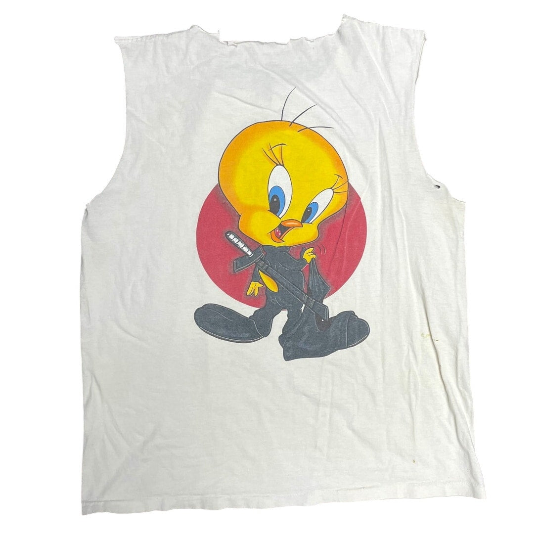 Vintage Looney Tunes Tweety Ninja Distressed Cut-off Tee