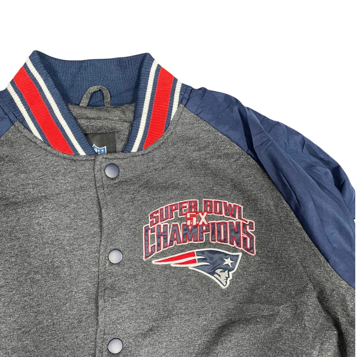 New England Patriots 5 Time Super Bowl Champions Varsity Jacket Mens