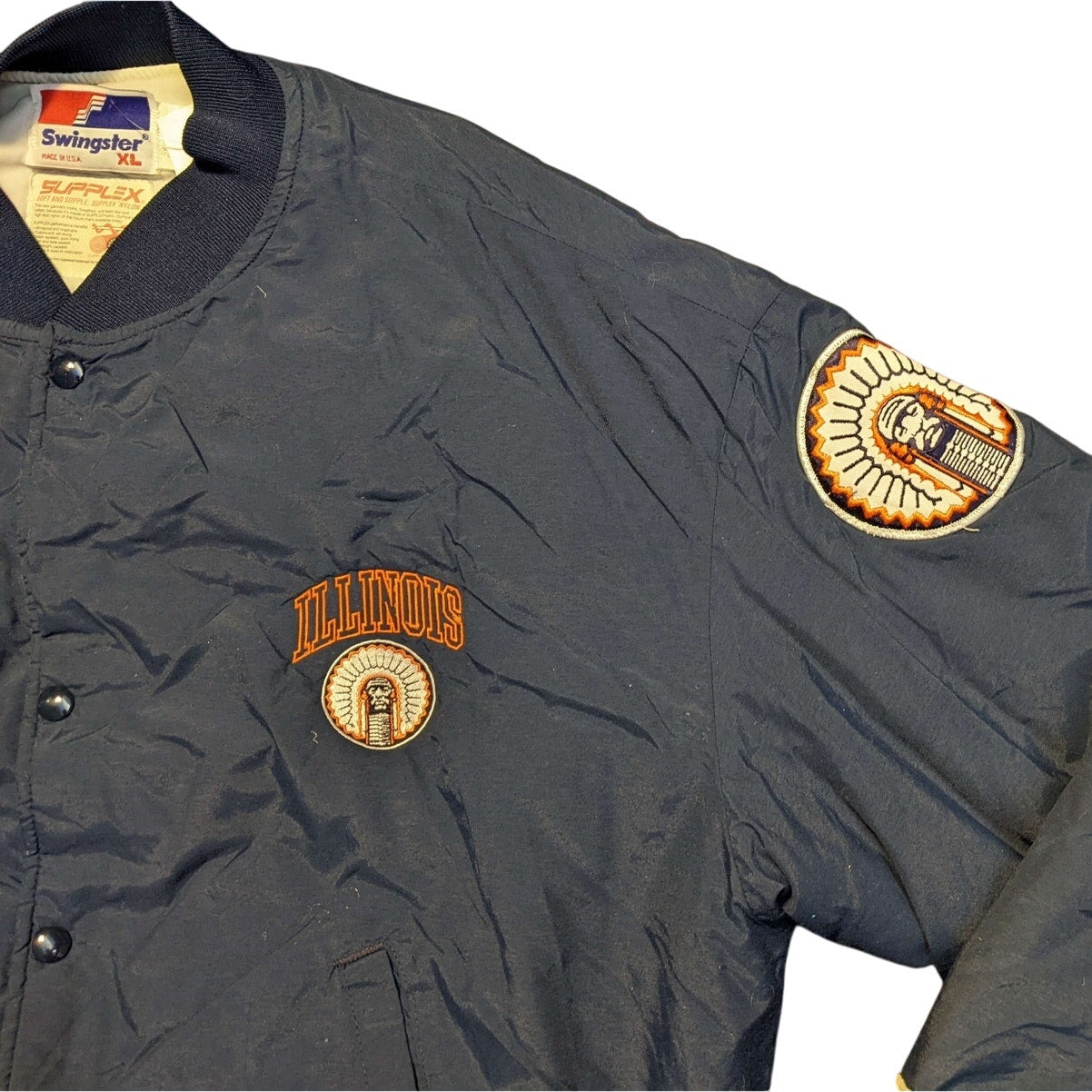 SWINGSTER Illinois Fighting Navy Blue Bomber Jacket