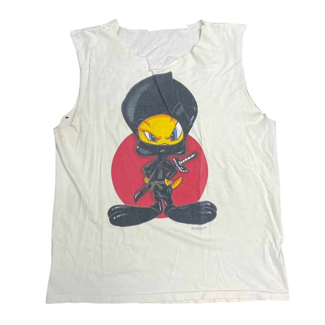 Vintage Looney Tunes Tweety Ninja Distressed Cut-off Tee