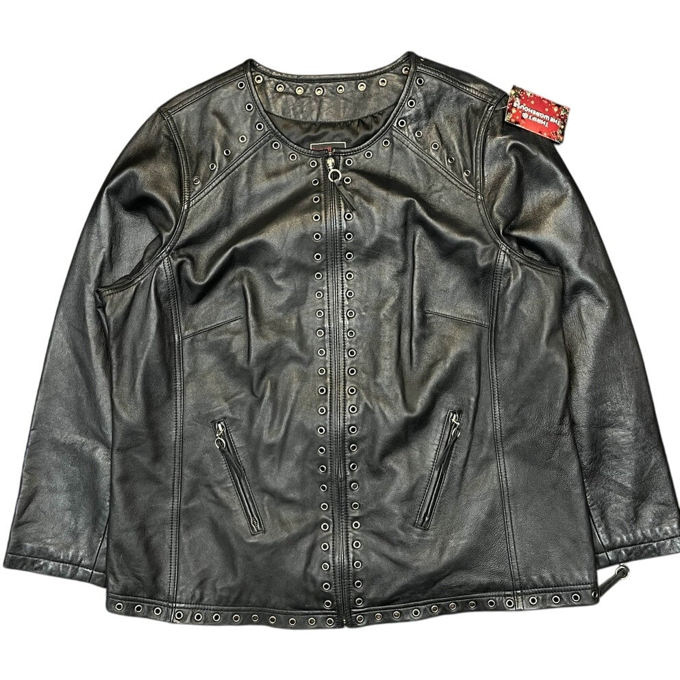 Bradley Bayou Black Leather Collarless Jacket