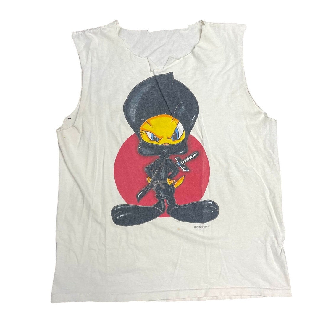 Vintage Looney Tunes Tweety Ninja Distressed Cut-off Tee