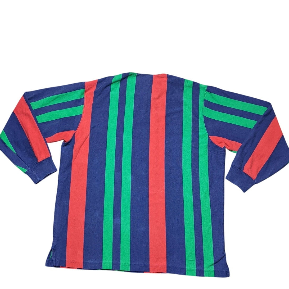 POLO by Ralph Lauren Striped Red, Blue, & Green Long Sleeve Polo