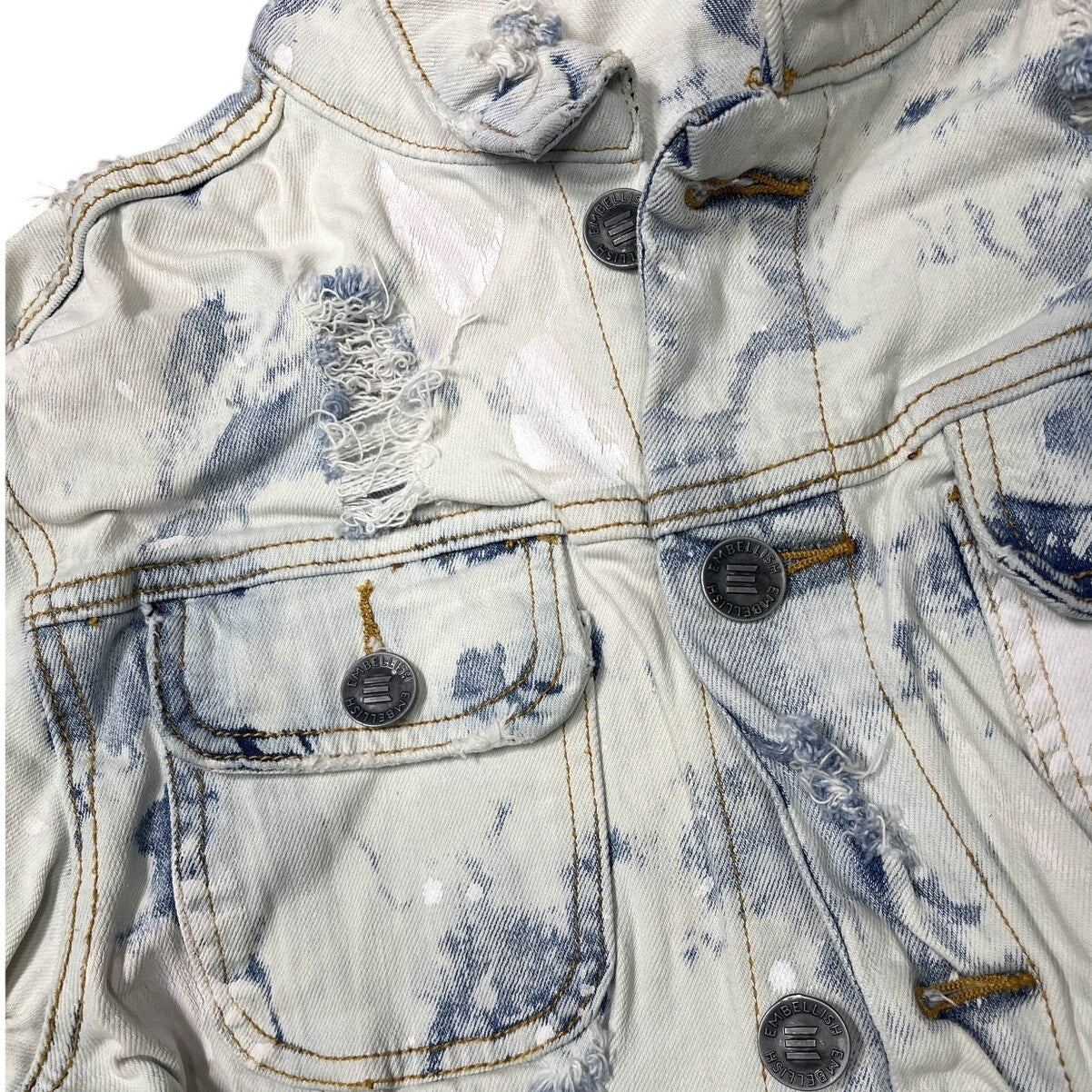 Embellish White and Blue Jean Jacket