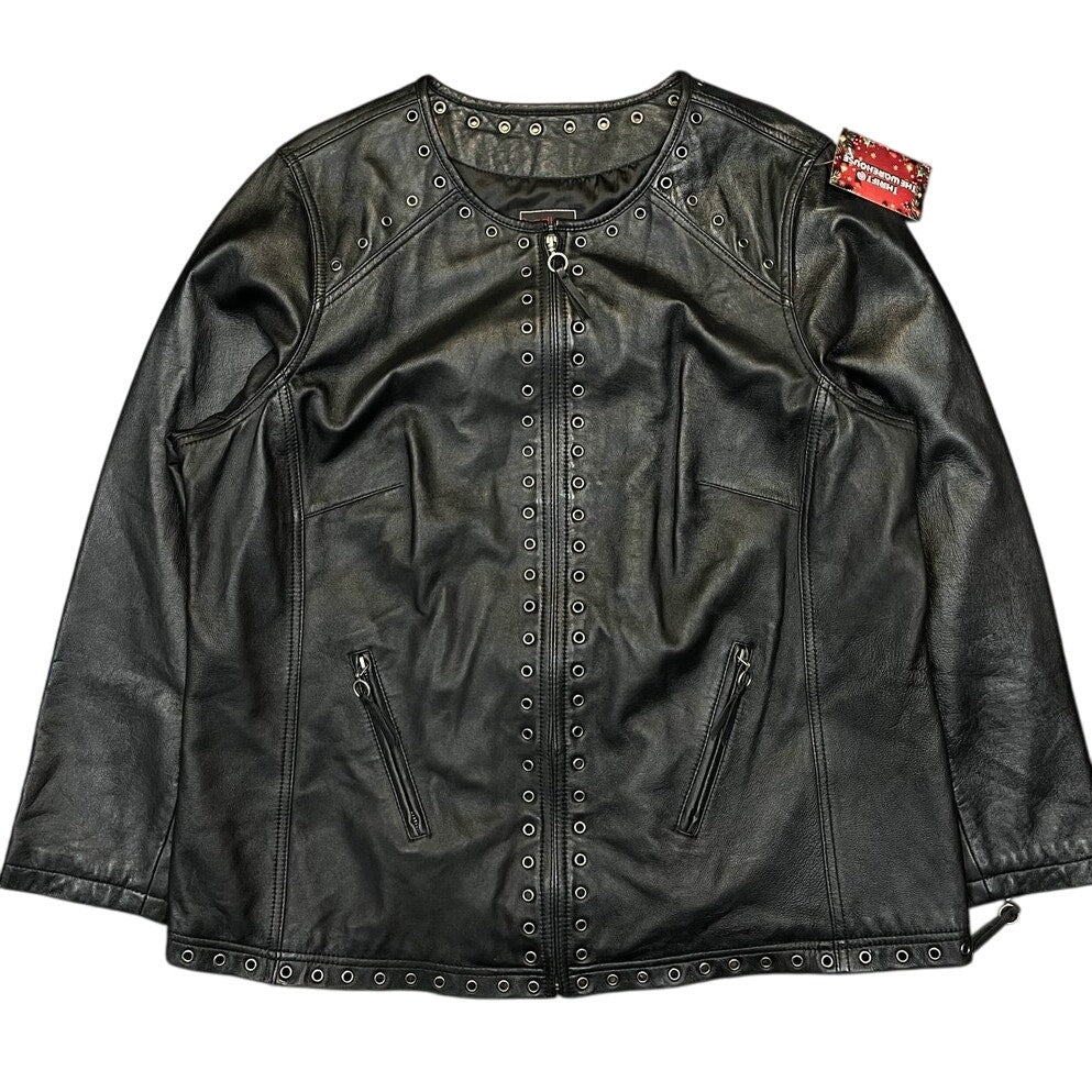 Bradley Bayou Black Leather Collarless Jacket