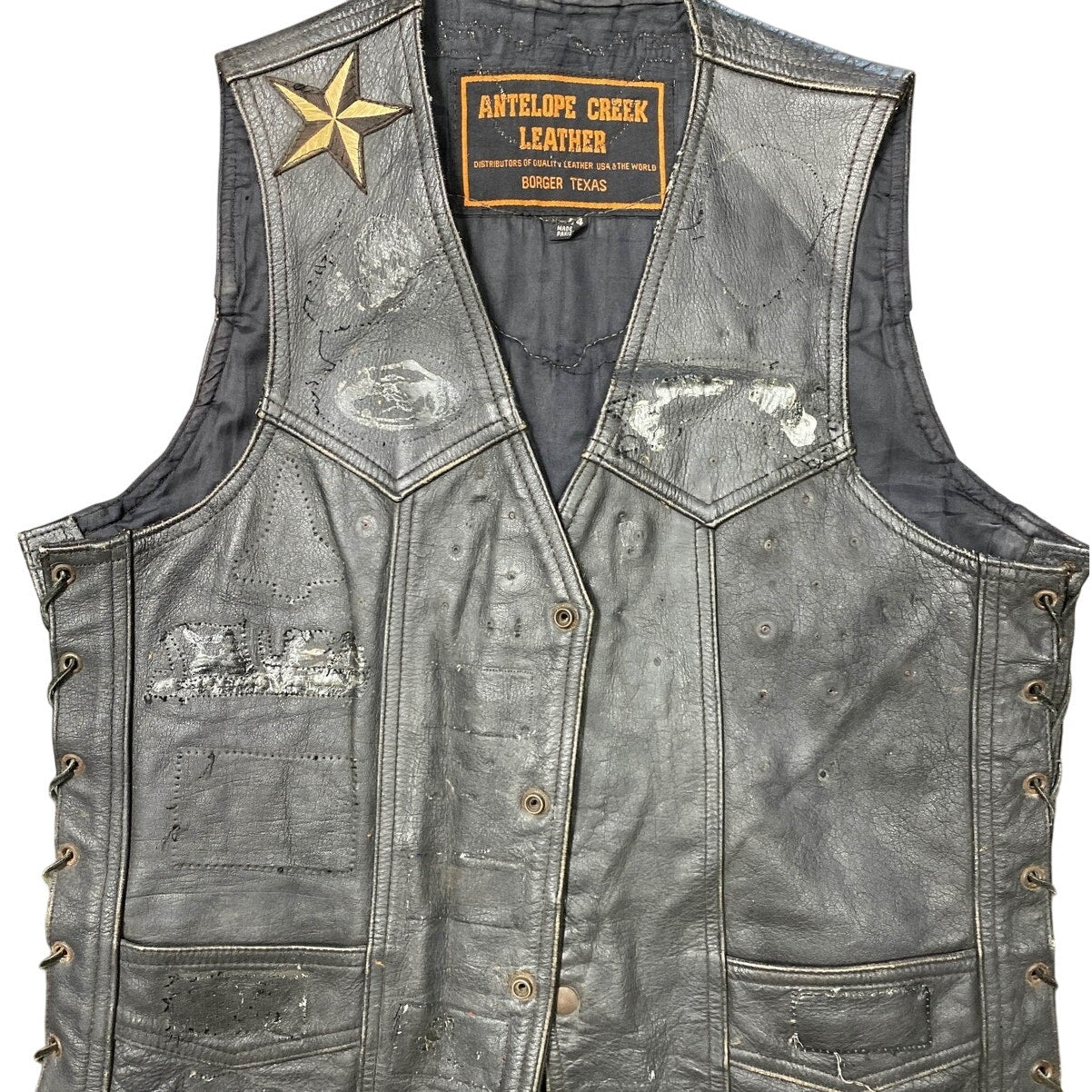 Antelope Creek Leather Black Vest