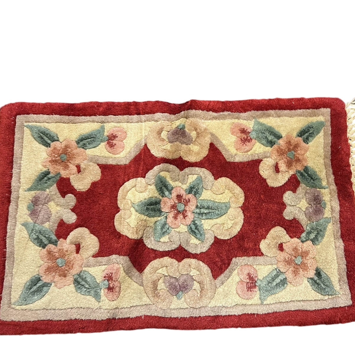 Plush Vintage Hand-Loomed Chinese Aubusson Throw Rug