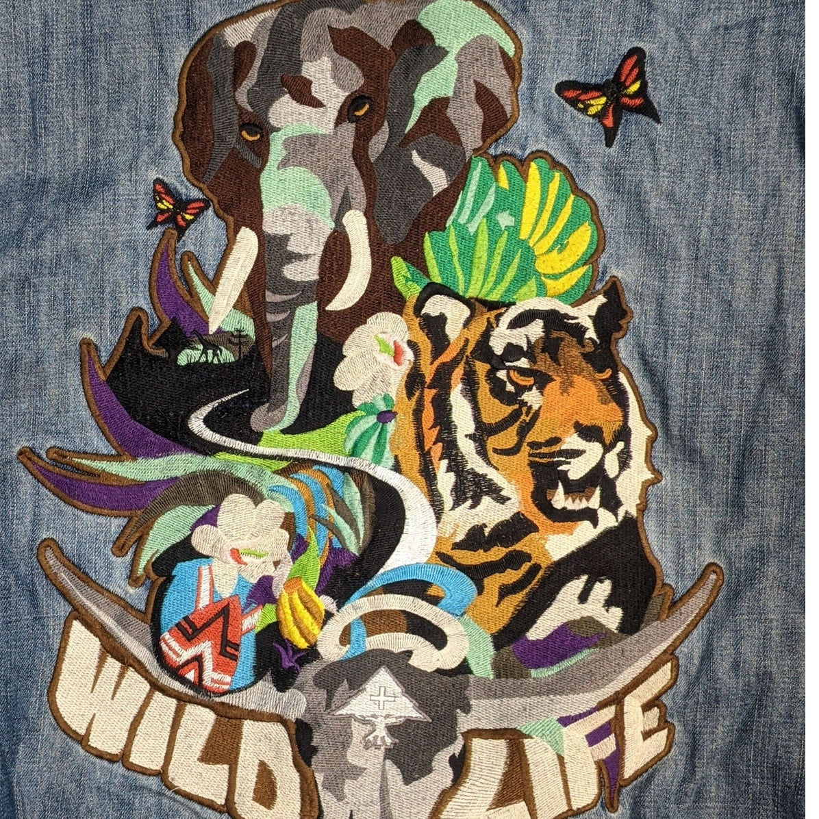 Lng Roots & Equipment Wild Life Embroidery Hooded Denim Jacket