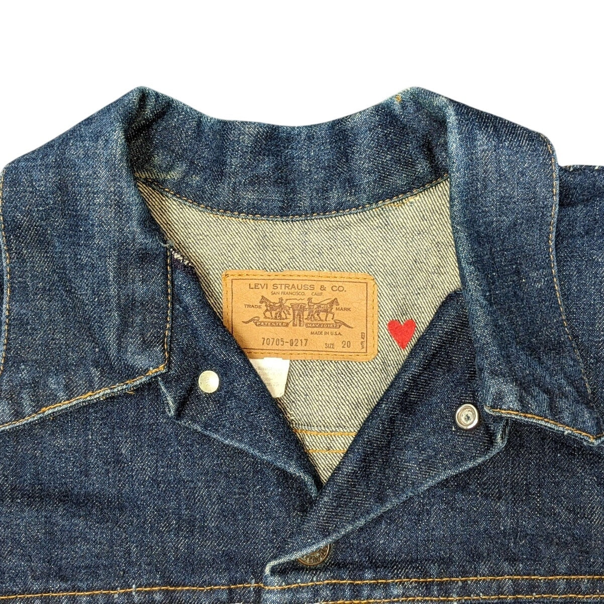 Levi's Strauss Dark Blue Denim Frayed Cropped Jacket