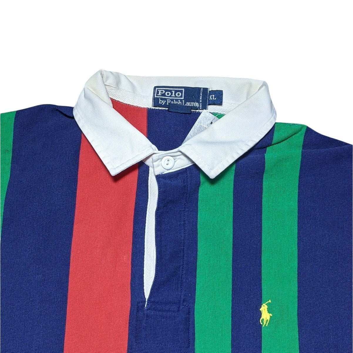 POLO by Ralph Lauren Striped Red, Blue, & Green Long Sleeve Polo