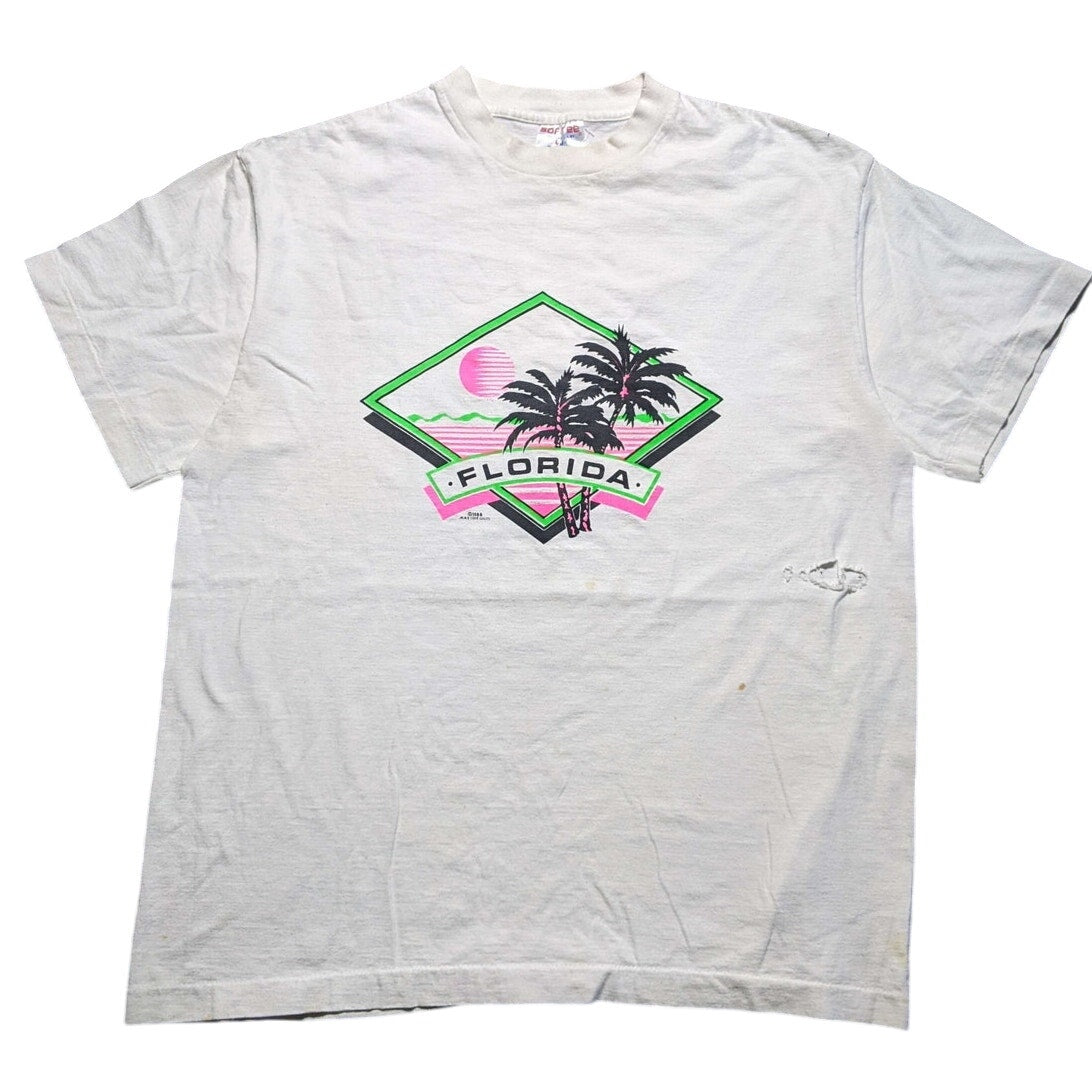 Softee Neon Palm Tree & Sunset Florida Graphic Tee