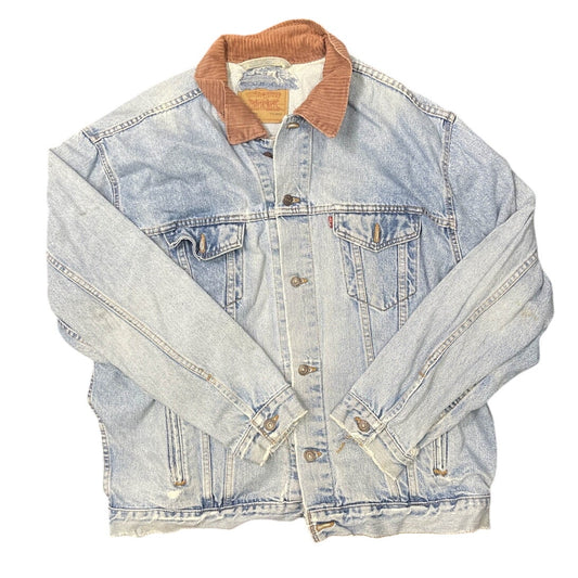 Levi’s Original Riveted Blue Jean Jacket with a Pinkish Collar