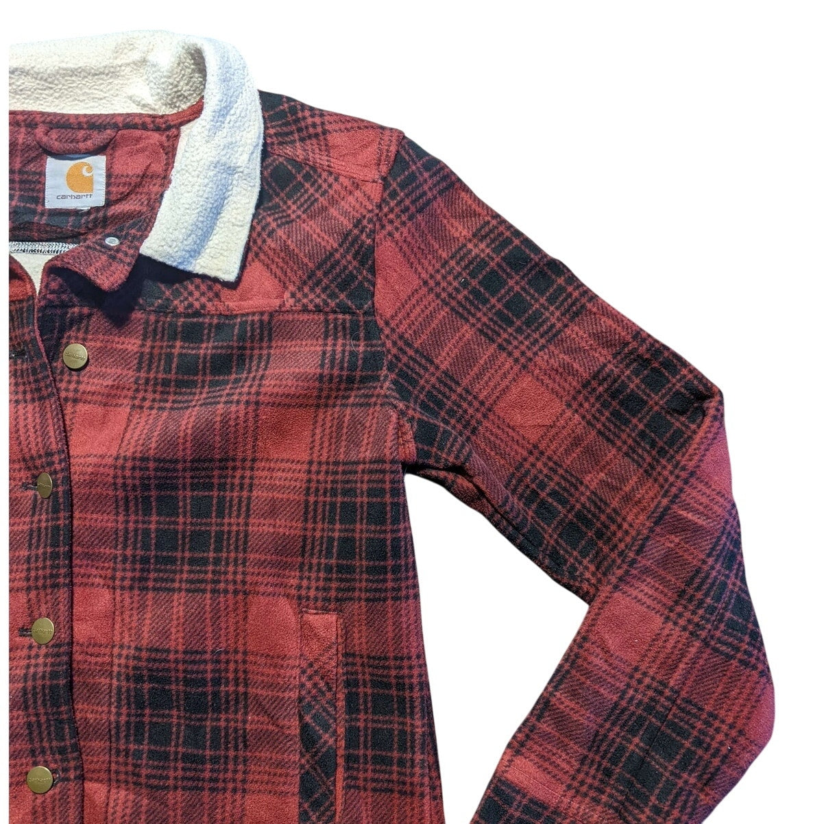 Red Carhartt Plaid Fleece Jacket