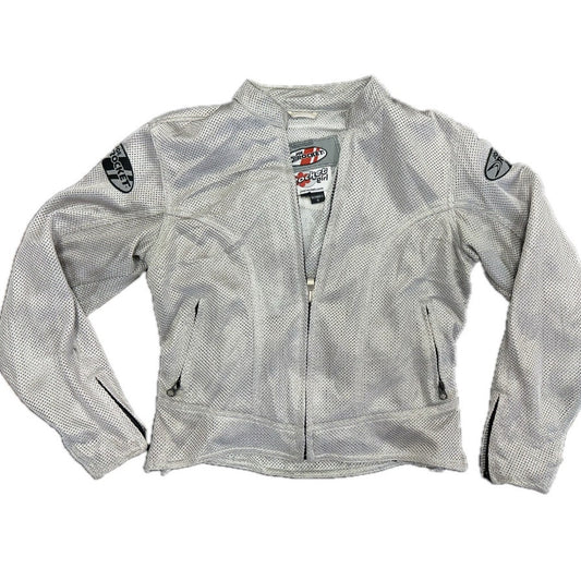 Joe Rocket Women's Silver Mesh Padded Full Zip Moto Bike Jacket