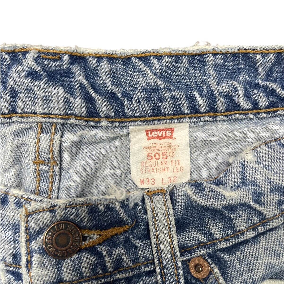 Levis Regular Fit Straight Leg 505 Blue Jeans with Rips