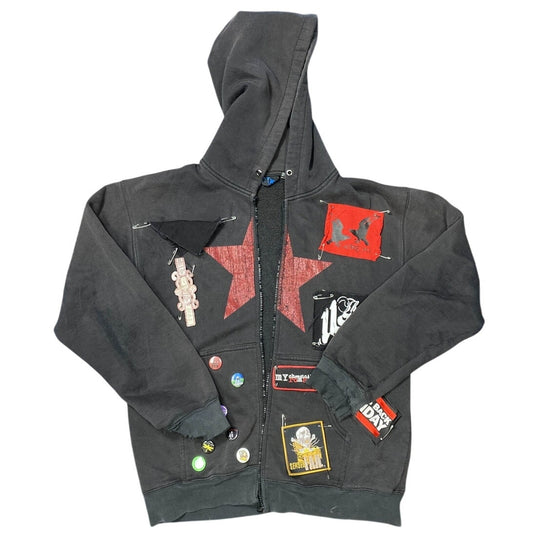 MT:2 Black Zip-up Jacket with Charms and Patches