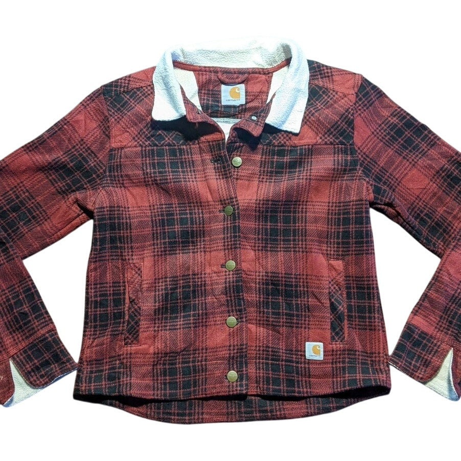 Red Carhartt Plaid Fleece Jacket