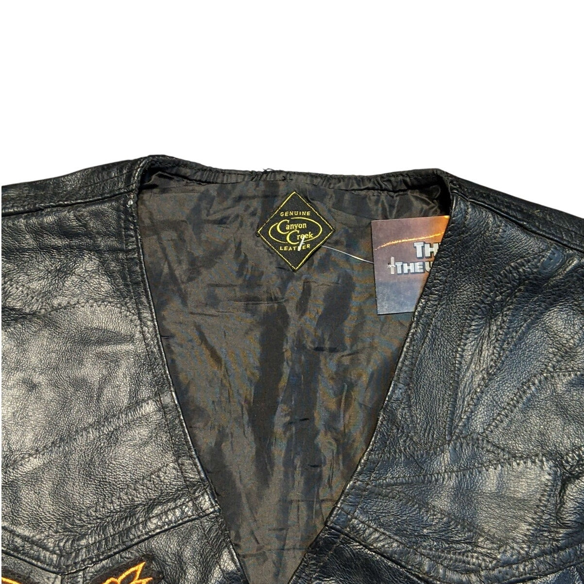 Canyon Creek Genuine Black Leather Vest With Patches