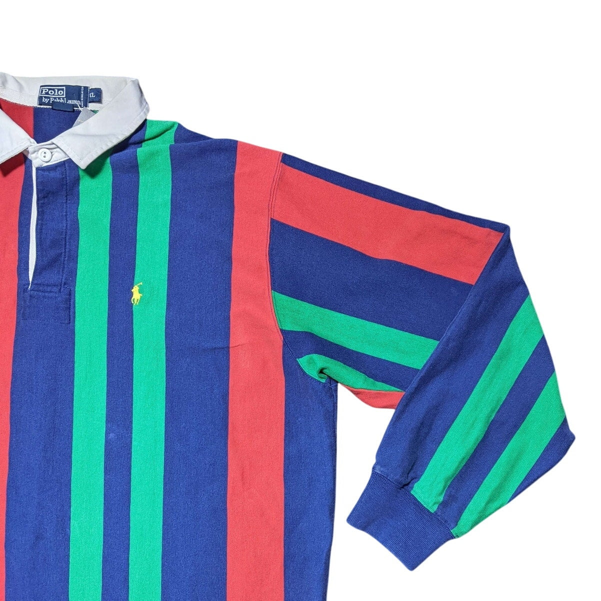 POLO by Ralph Lauren Striped Red, Blue, & Green Long Sleeve Polo