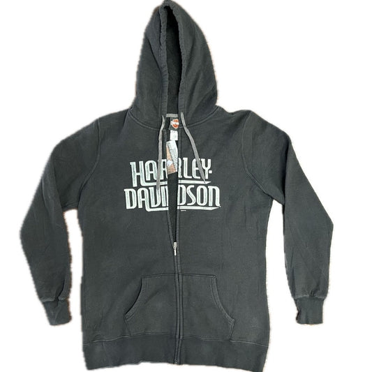 Black Harley Davidson Zip-Up Hoodie Jacket