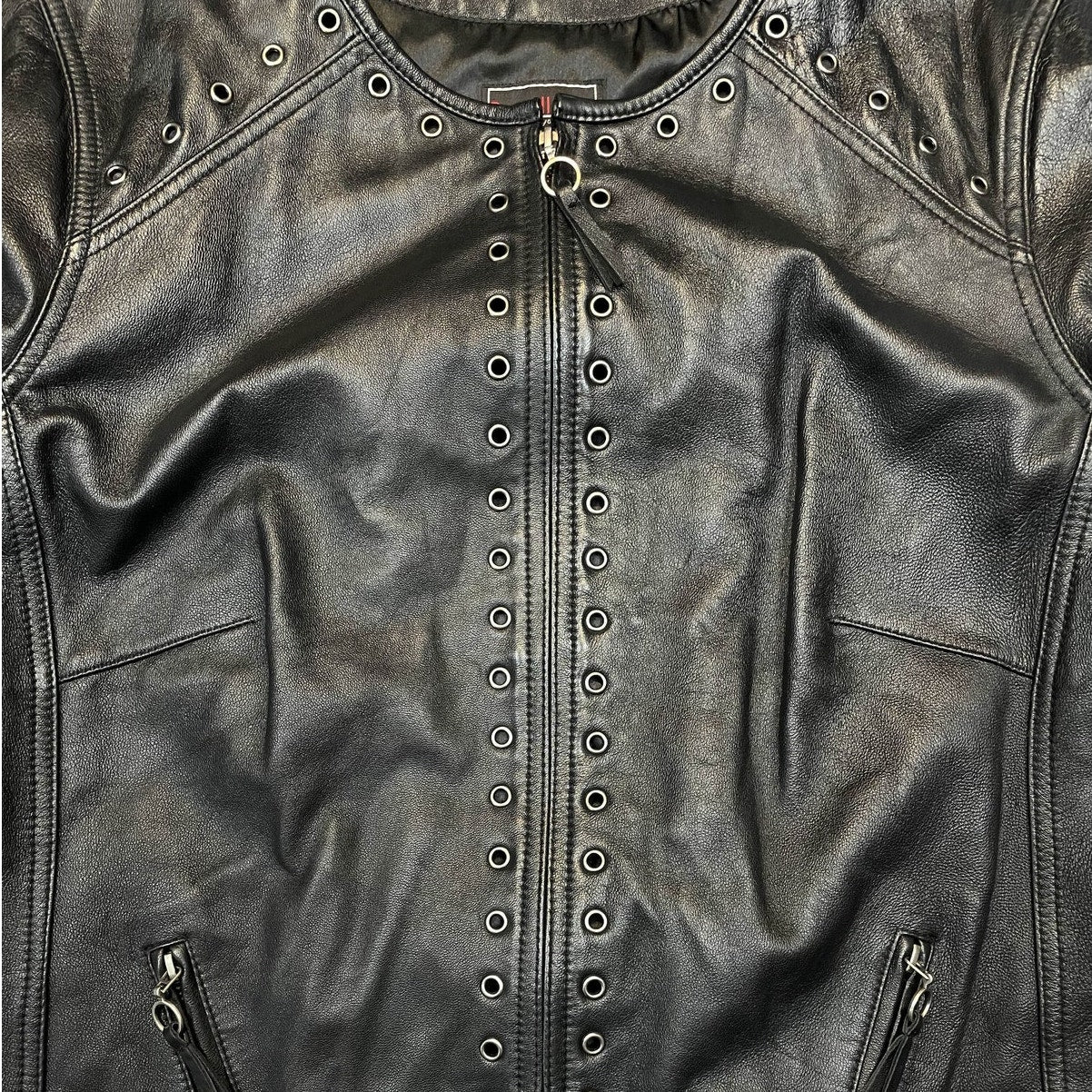 Bradley Bayou Black Leather Collarless Jacket