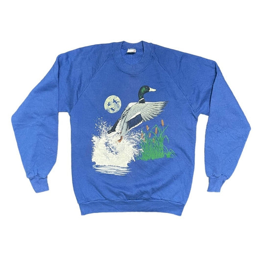 Vintage 80s Flying Mallard Duck Jerzees Sweatshirt