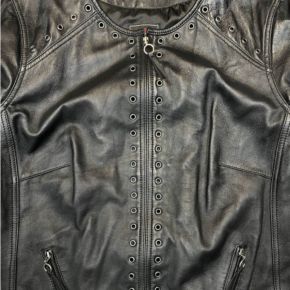 Bradley Bayou Black Leather Collarless Jacket