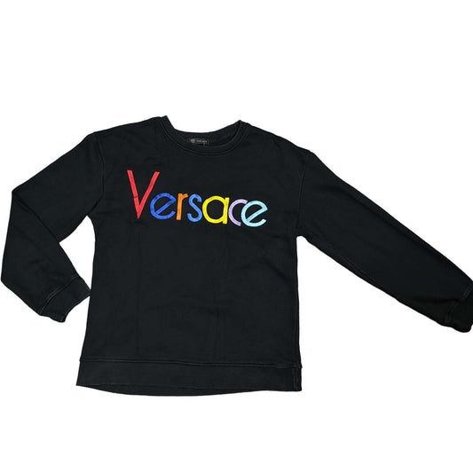 Versace Rainbow Colored Logo Black Sweatshirt