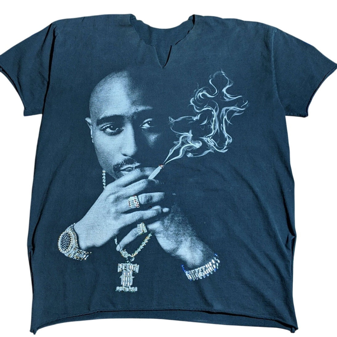 Oversized Tupac Shakur Jeweled Graphic Tee