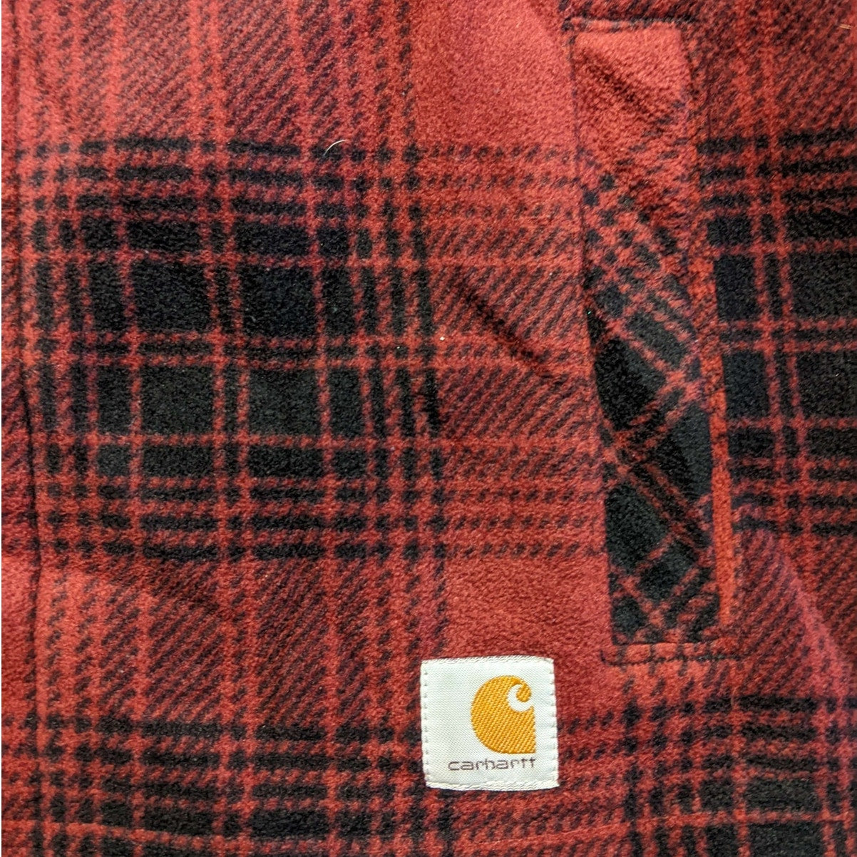 Red Carhartt Plaid Fleece Jacket