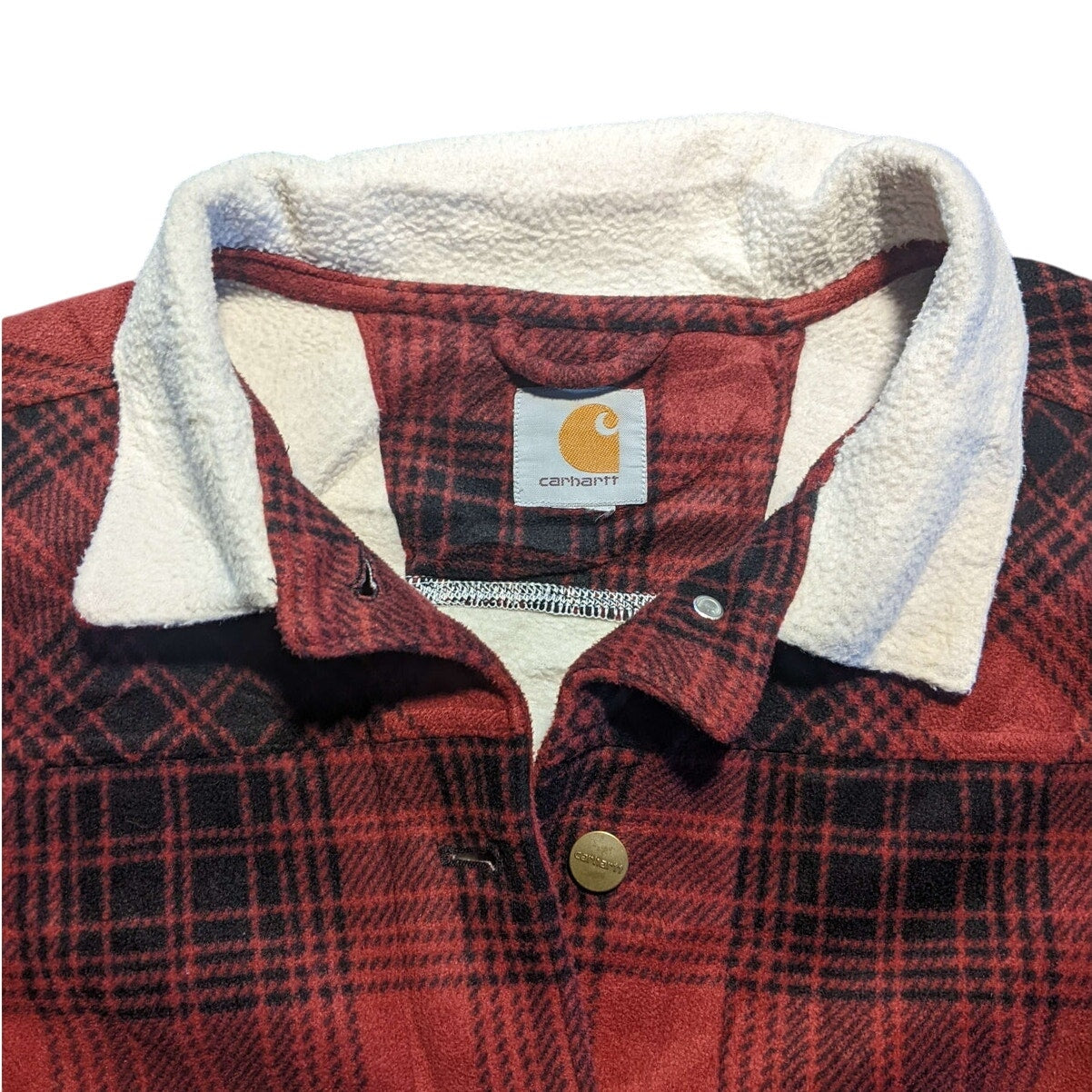 Red Carhartt Plaid Fleece Jacket