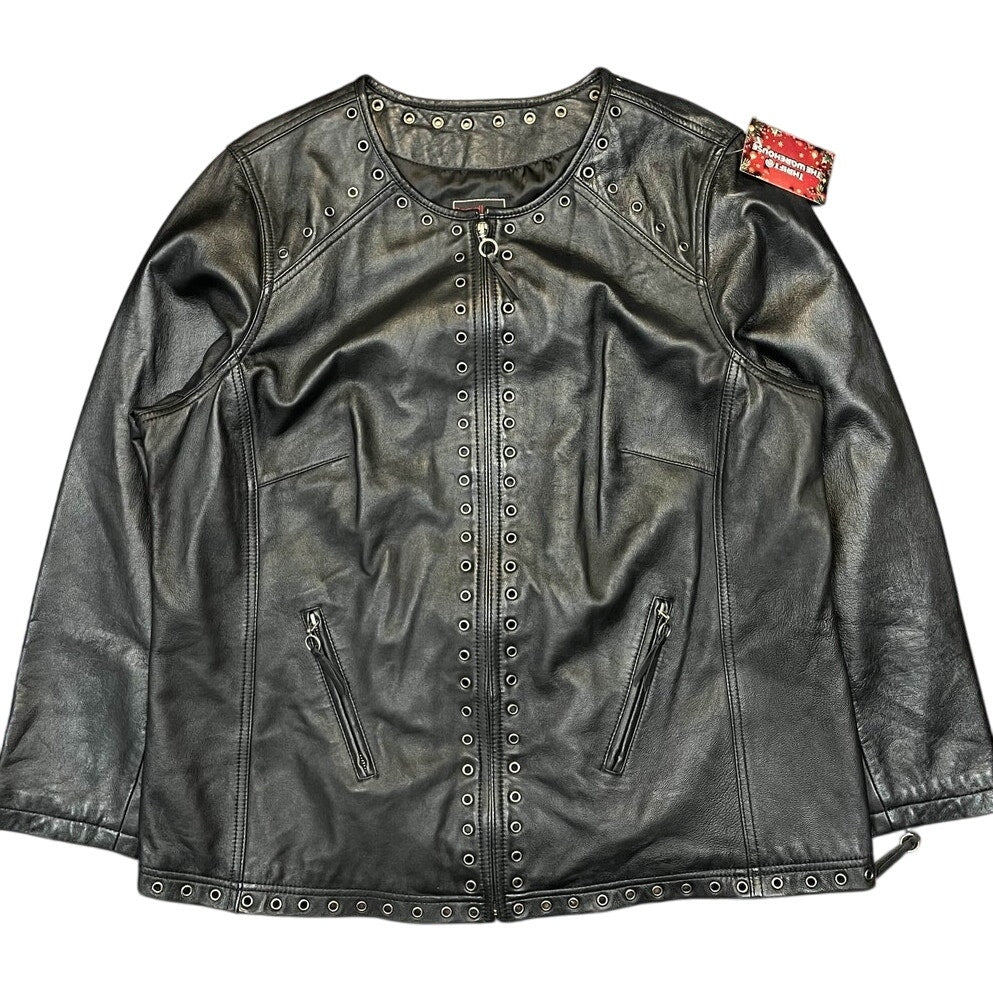 Bradley Bayou Black Leather Collarless Jacket