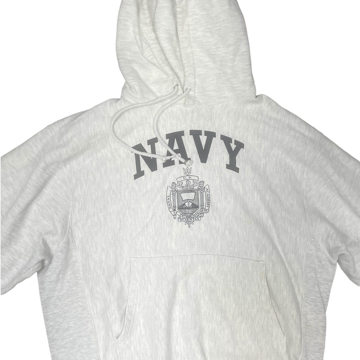 Vintage 90s US Navy Naval Academy Crest Reverse Weave Hoodie Sweatshirt