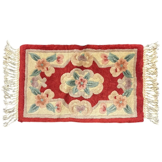 Plush Vintage Hand-Loomed Chinese Aubusson Throw Rug